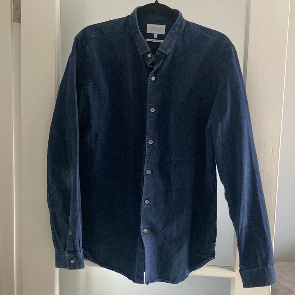 ALAIN FIGARET dark denim shirt size large *as is